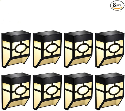 Greluna Solar Wall Lights Outdoor, 2 Modes Solar Led Waterproof Lighting for Deck, Fence, Patio, Front Door, Stair, Landscape, Yard and Driveway Path,Warm White/Color Changing,Pack of 8