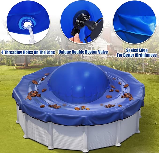 6ft Dia Pool Pillows, Pool Air Pillow, Inflatable Pool Pillows for Above Ground Pools, Winter Swimming Pool Closing Winterizing Kit with Ropes,PVC Ice Equalizer Pillow for Support Swimming Pool Covers