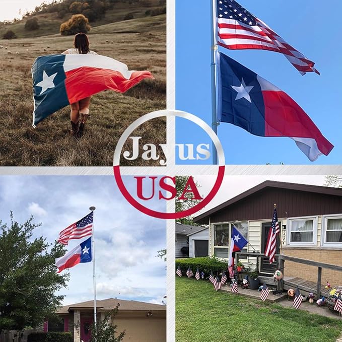 Jayus Double Sided Texas State Flag 3x5 FT Outdoor- 220D Heavy Duty Republic of Texas Flags Banners- Vivid Colors UV Resistant TX Flags with 2 Brass Grommets