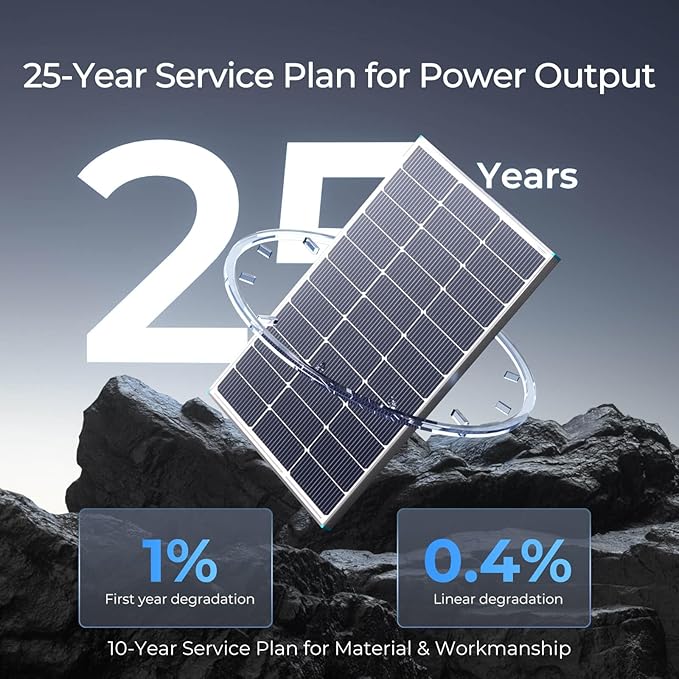 200W Solar Panel N-Type 16BB, 2PCS 12V RV Solar Panel 100 Watt, 25% High Efficiency, Monocrystalline PV Module Solar Charger for Roof Boat Camping Van Trailer Cabin Off-Grid Applications