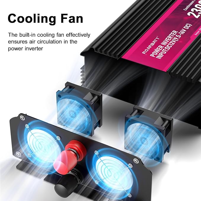 2300W Power Inverter,12V DC to AC 110V120V Peak Power 4600W with 2AC Outlets and 2.4USB Port,LCD Display Car Inverter for Power Converter Outdoor Activities,Emergency,Vehicles Truck RV Solar System