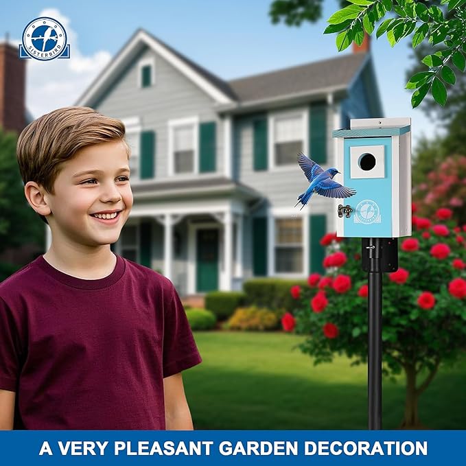 Bird Houses for Outside, Ice Blue Bird House, Bluebird Houses for Outside, Garden Decoration Birdhouses for Outdoors, Bluebird Finch Swallow Wren Chickadee
