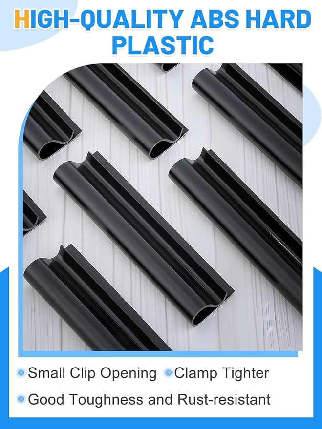 60 Pcs 4.7" Winter Pool Cover Clips - Pool Closing Kit for Above Ground Steel Wall Pools, Wind Guard Clamps for Securing Cover Tightly(Black)