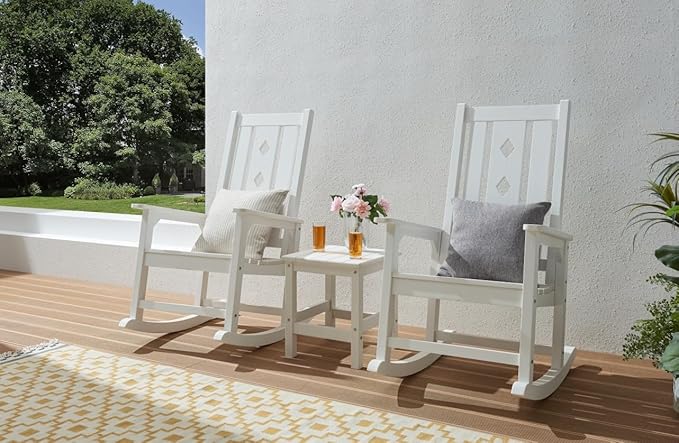 Oversized Rocking Chair, Outdoor Rocking Chair for Adults, All Weather Resistant Porch Rocker for Lawn Garden, 350lbs Weight Capacity