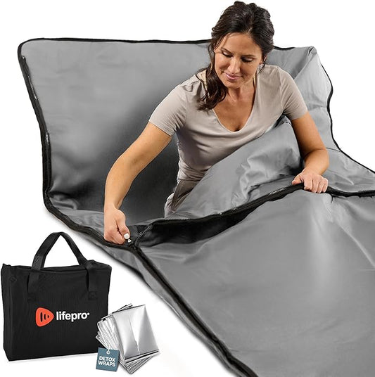 LifePro RejuvaWrap Far Infrared Sauna Blanket for Detox & Relaxation – Available in 5 Colors & 3 Models – Portable Sauna Blanket Infrared for Muscle Relief, Circulation & Recovery – 9 Heat Levels