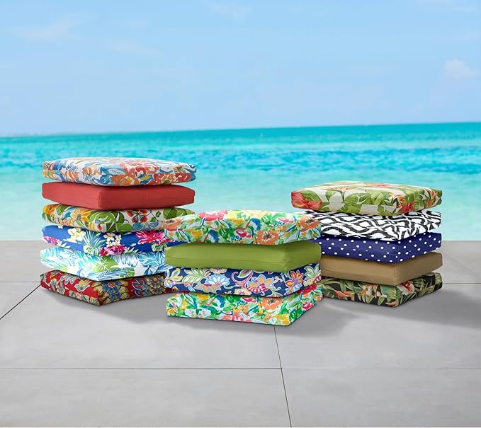 BrylaneHome Chair Cushion with Ties - 18.75" L x 18" W - Patio & Outdoor - Water, Stain & Fade Resistant - Willow
