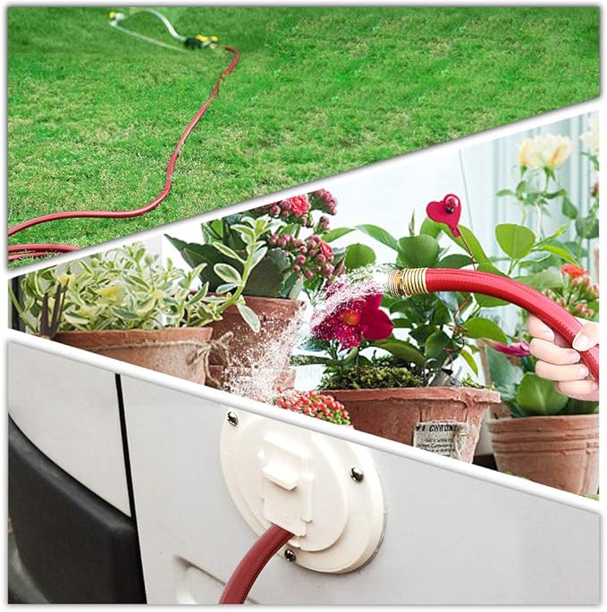 Solution4Patio Long Red Garden Hose 5/8 in. x 100 ft. -Kink Free, No Leaking, Male/Female Fittings -Heavy Duty Durable Flexible Lightweight Water Pipe -Brass Aluminum Ends for Household & Yard Use