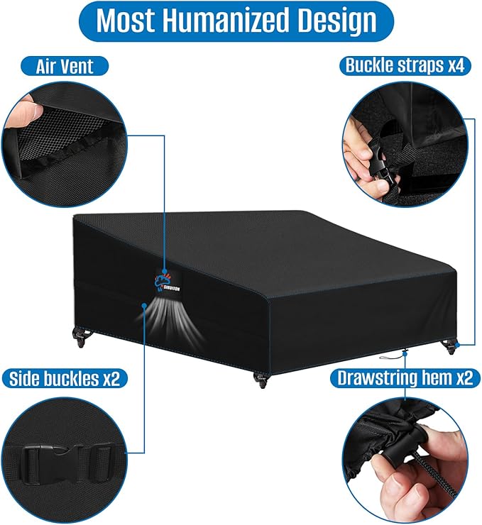SIRUITON Garden Patio Rattan Daybed Cover Patio Bed Cover 61" W x 48" D x 37" H,Heavy Duty 420D Oxford Waterproof Outdoor Double Sofa/Patio Bed Lounger Covers