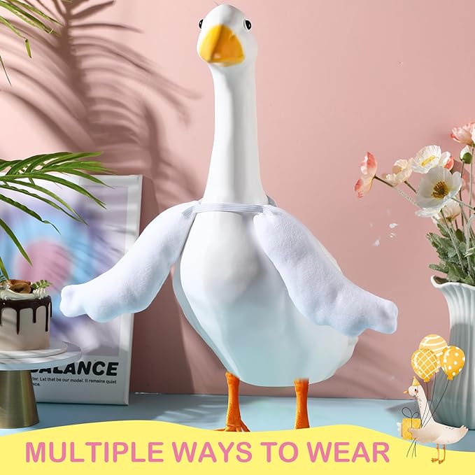 2 Pcs Poseable Goose Wings for 15”- 20" Porch Lawn Goose Outfit Accessories Poseable White Wings for Outdoor Patio Yard Lawn Art Decoration (Rippled Edge)