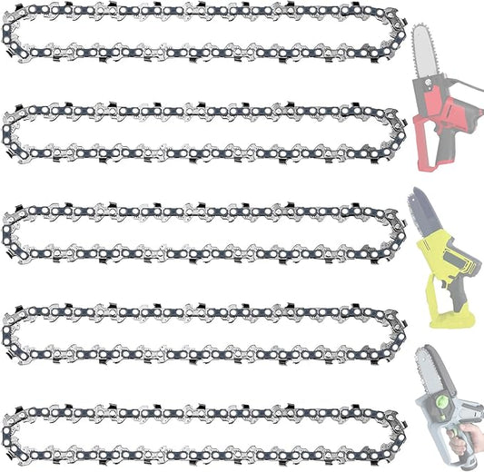 5 Pack 6 Inch Chainsaw Chain 3/8" LP Pitch .043" Gauge 28 Drive Links Fits Milwaukee M12 FUEL, 2527-20, 2527-21, M12, Kobalt KPS1024A-03, Craftsman CMCCSL621D1, Remington RM0612P, WORX, Oregon R28