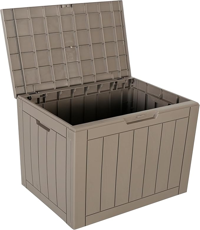 BTEXPERT Indoor Outdoor Storage Box, 30 Gallon Resin Deck Container for Package Delivery Patio Furniture Cushions Garden Tools Pool Sports Equipment UV Resistant Waterproof Lockable