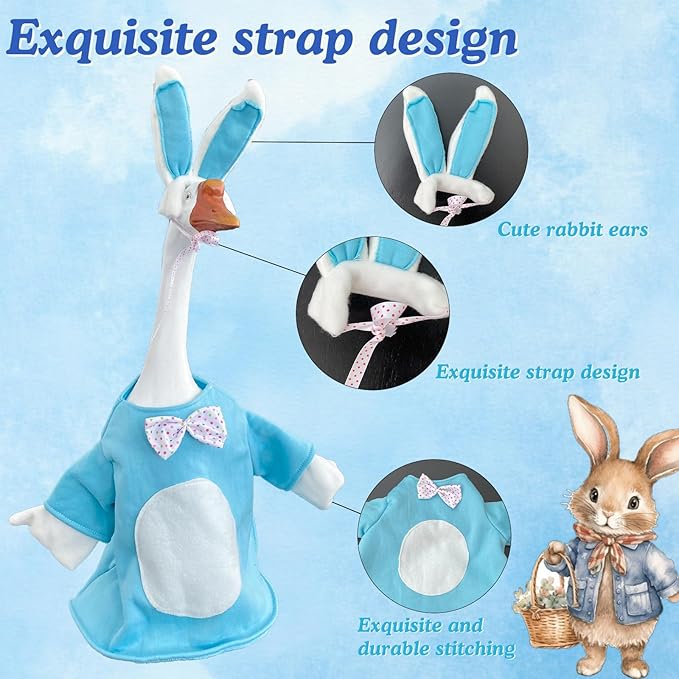 Porch Goose Outfits for 23" Plastic Porch Goose Rabbit Outfit Goose Clothes for Cement Goose for Indoor Outdoor Garden Yard Lawn Patio Art Decor(TZ)