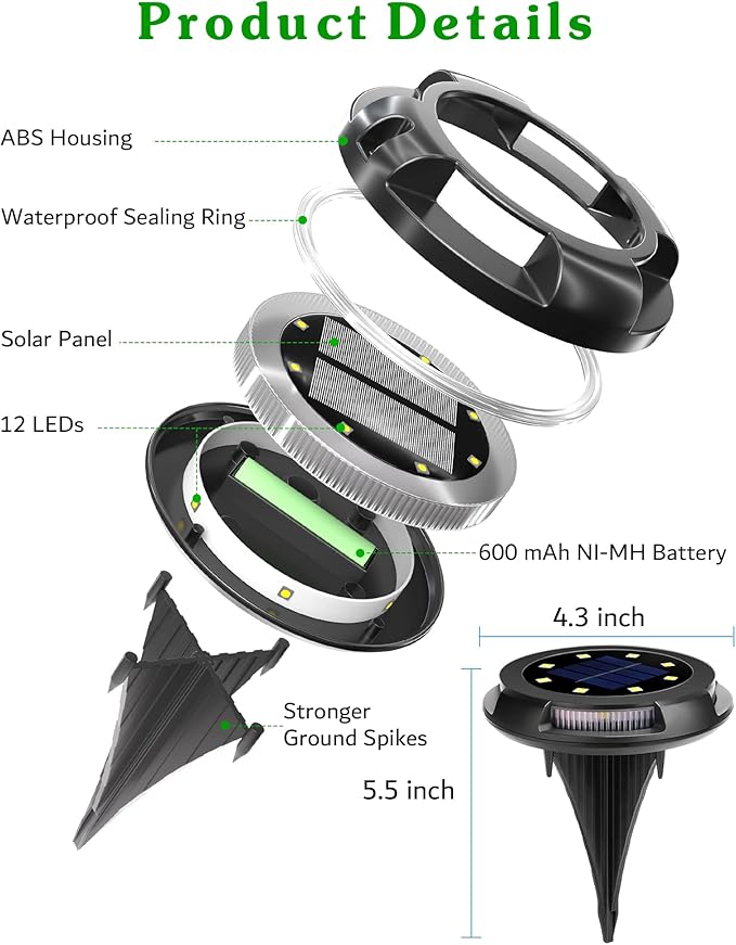 Biling Solar Pathway Lights Outdoor Uplight Sidelight, 8 Packs Multi Color Solar Ground Lights Waterproof for Yard Walkway Garden Halloween Decorations