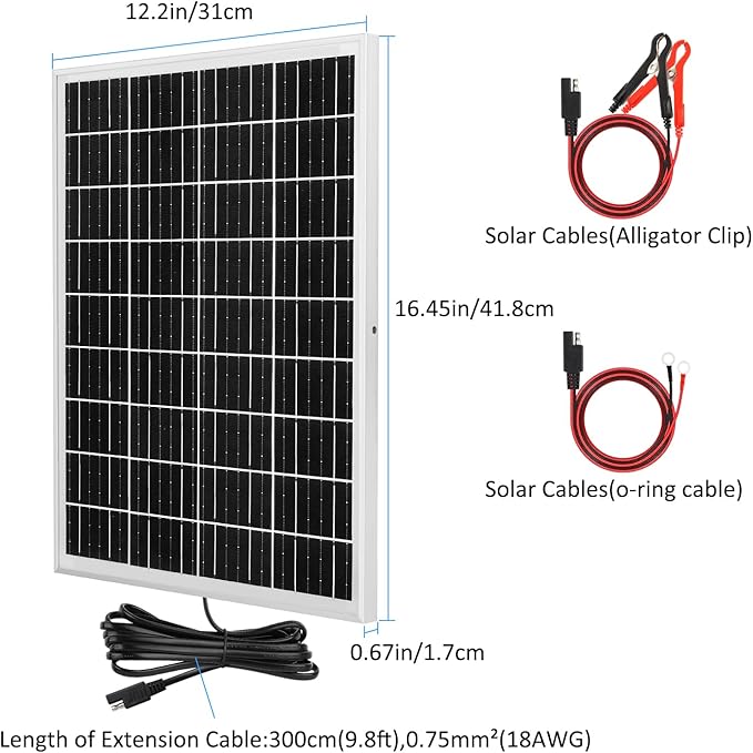 25W 18V Solar Panel with Rear-Mounted PWM Charge Controller 23% High Efficiency 12BB N-Type Monocrystalline Solar Cells for Camera Farm Rooftop Door Opener Lawn Street Light Pump Camp IP65 Waterproof
