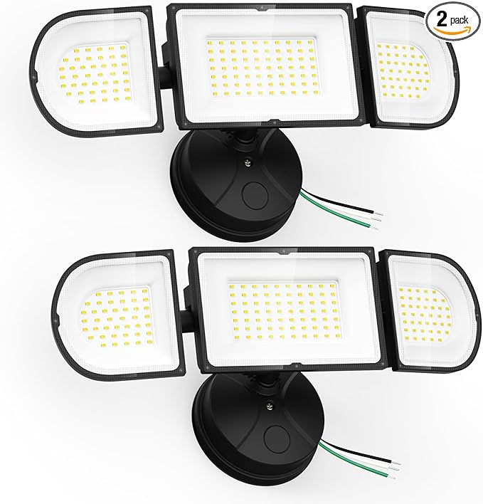 150W Flood Lights Outdoor Waterproof IP65, Exterior LED Floodlights with 3 Adjustable Heads, 15000LM Super Bright Security Lights Fixture, Outside Lights for House, Backyard 2 Pack