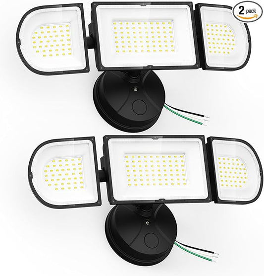 150W Flood Lights Outdoor Waterproof IP65, Exterior LED Floodlights with 3 Adjustable Heads, 15000LM Super Bright Security Lights Fixture, Outside Lights for House, Backyard 2 Pack