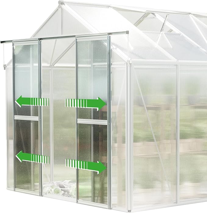 Greenhouse Saphir 6 Aluminum Frame 8.5 x 12.6 ft with Approx. 6 mm Polycarbonate Panels
