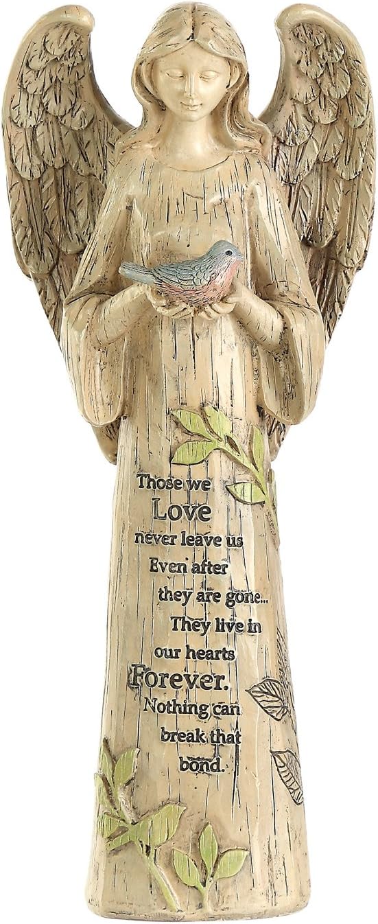 DUSVALLY Angel Statue, Garden Angel Figurines, Outdoor Sculptures and Statues, Praying Angel Resin, Statuary Garden Yard Décor Angel Collectible Sculptures, 10" H, Bird