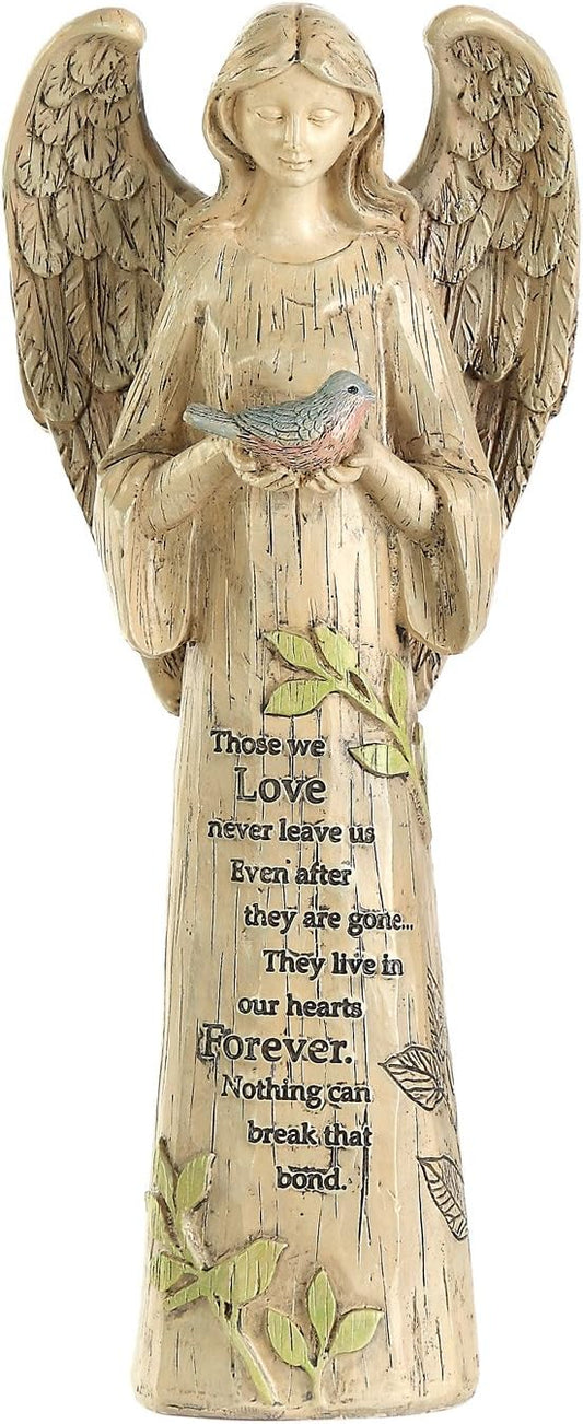 DUSVALLY Angel Statue, Garden Angel Figurines, Outdoor Sculptures and Statues, Praying Angel Resin, Statuary Garden Yard Décor Angel Collectible Sculptures, 10" H, Bird