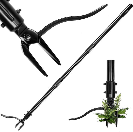 Weed Puller Tool, 50 Inch Stand Up Heavy Duty Weed Puller Tool, Gardening Hand Weeding Tool, 4 Claw Steel Head with Long Metal Handle Weed Remove Tool for Yard and Garden ﻿