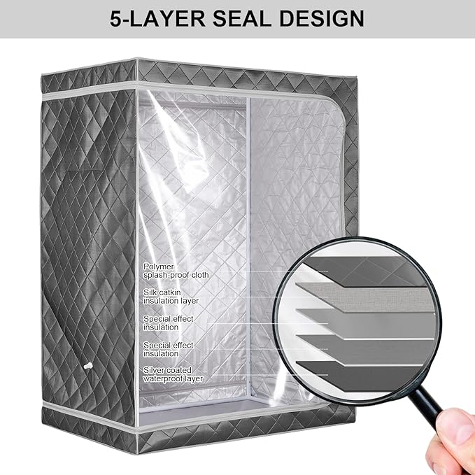 ZONEMEL Full Size Sauna Tent, Portable 1 or 2 Person Full Body Home Spa for Relaxation, Detox, Steamer not Included (L47.24 x W31.5 x H63,Clear Door)