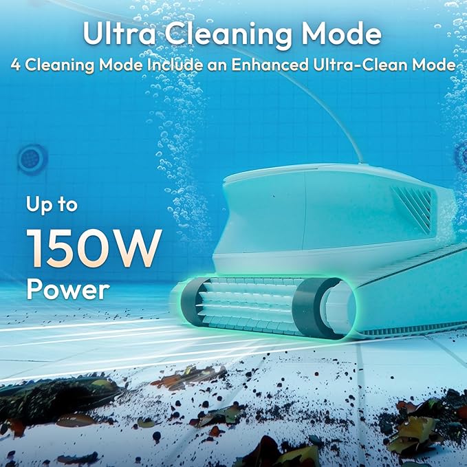 Hydro 4SE Robotic Pool Cleaner, Wired Automatic Vacuum with Wall & Waterline Cleaning, Oversized Top-Loading Filter, Dual Inlet System, Works for Inground/Above-Ground Pools Up to 40FT