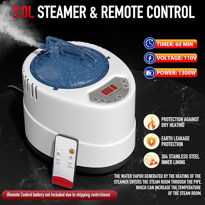 Infrared Steam Sauna with 660nm Red Light Therapy & 850nm Infrared Light Panel, 3L 1300W Steamer, Folding Chair, XXL Portable Sauna Personal Sauna Box Sauna Tent Home Sauna