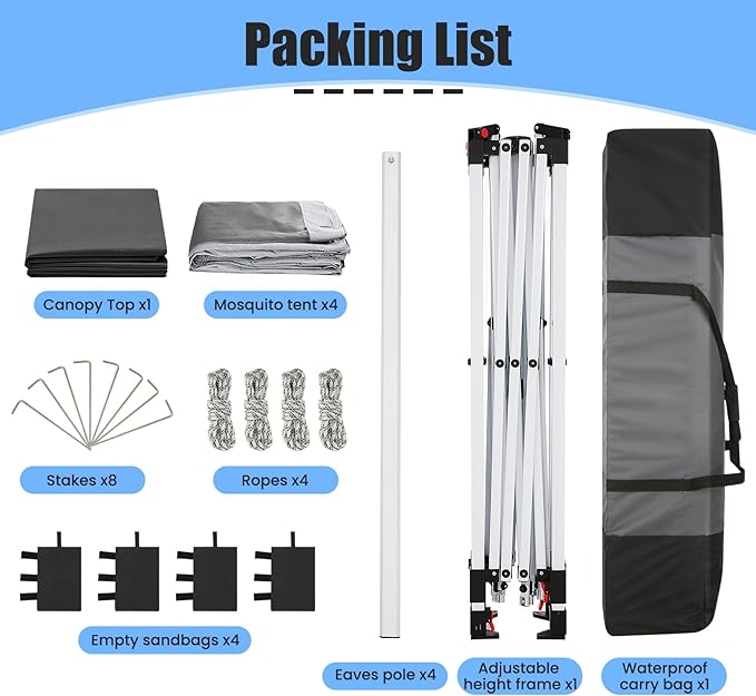 COBIZI 12x12 Pop up Gazebo on Clearance with Mosquito Netting,Waterproof Roof & Sandbags,Outdoor Canopy Tent with 4 Ropes,8 Stakes&Carrying Bag,Portable Patio Gazebo for Garden,Backyard&Lawn,Darkgrey