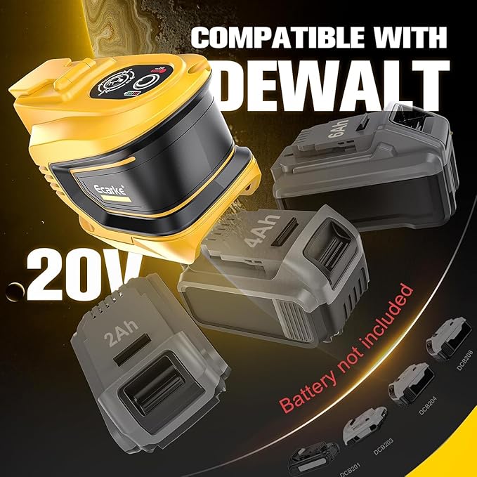 200W Power Inverter for 20V DeWalt Battery, Ecarke 2PCS DC 20V to AC 110V Battery Inverter, Portable Power Station Generator, Charger Adapter Powered Outlet with 2 USB Ports & 1 Type-C & 1 AC Outlet