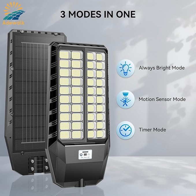 9000W Pro Large Solar Street Lights Outdoor with Thickened Shell, Commercial Grade Street Light Dusk to Dawn, Motion Sensor Solar Security Flood Light Waterproof for Yard, Driveway, Parking - 2 Pack