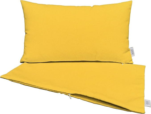 RSH DECOR: Sunbrella Pillow Covers Set of 2 | Covers Only - 26" x 16" | Outdoor Lumbar Pillow Covers Crafted with Sunbrella Performance Fabric | Canvas Sunflower Yellow