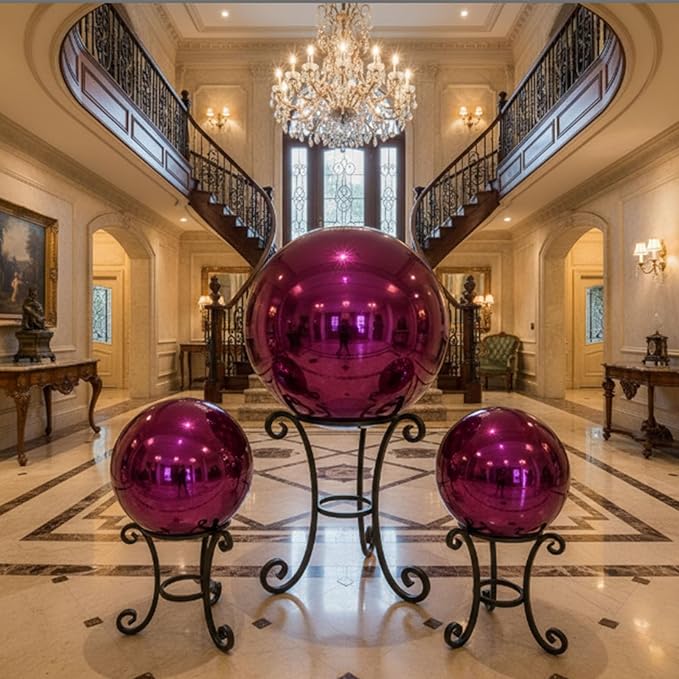 Decorative Garden Gazing Ball, Home Garden Gazing Globe Mirror Balls, Polished Stainless Steel Shiny Sphere, Ideal As a Housewarming Gift (Dia:20cm/8 inches)