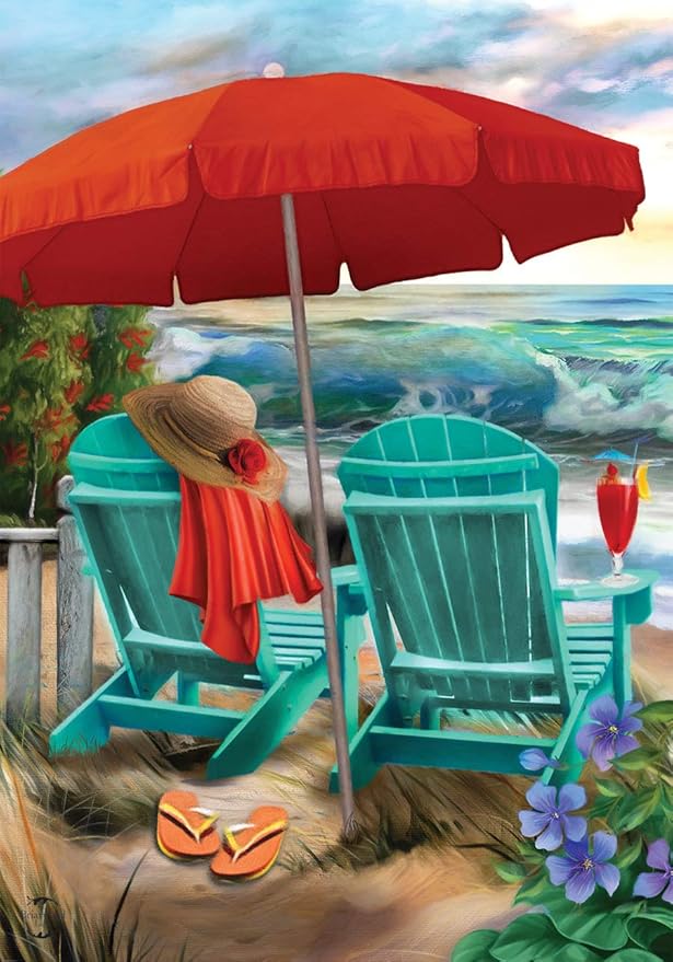 Beach Life Summer House Flag Nautical Adirondack Chairs 28" x 40" Briarwood Lane