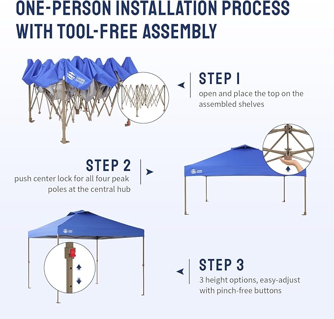 CROWN SHADES Gazebo 10x10 Pop Up Canopy with Mosquito Netting, Screen Tent with 4 Ropes, 8 Stakes, 4 Sandbags and Wheeled Storage Bag, Canopy for Patio & Backyard, Blue
