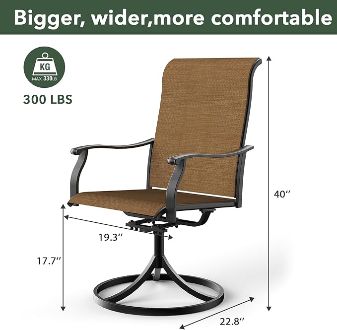 7-Piece Outdoor Dining Set, 58'' Round Table with 6 Swivel Chairs All Weather Furniture Set - Brown Style1
