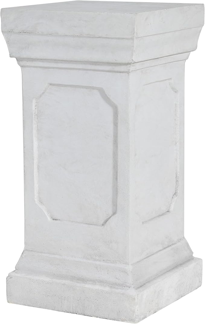 Decorative Roman Column Pedestal Column Plant Stand, Vintage European Style Classical Garden Pillar, Indoor Outdoor Decor, Pedestal Columns Plants Standing for Entryway Garden Yard Home (Antique White/19.25''H)