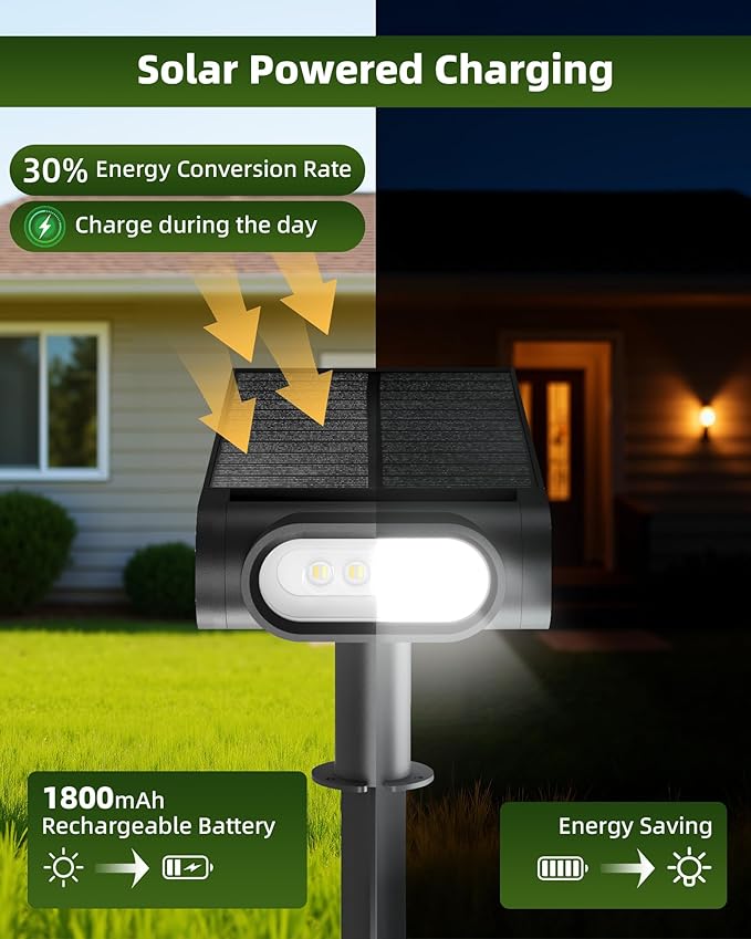 EZVALO Solar Spot Lights Outdoor Waterproof IP67, 3 Lighting Modes Landscape Spotlights, Efficient King-Size LEDs, Solar Powered for Garden Yard Pathway (6Pack, Cool White)
