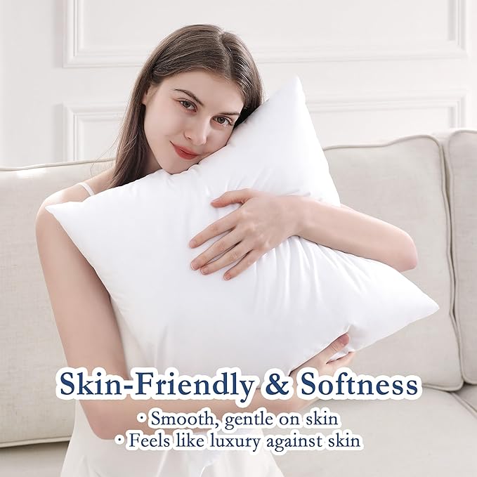 puredown® 20x20 Outdoor Pillow Inserts, Set of 2, Fluffy Soft Water-Resistant Down Alternative Square Form Sham Stuffer for Porch Swing Sofa Couch Cushion Patio Furniture
