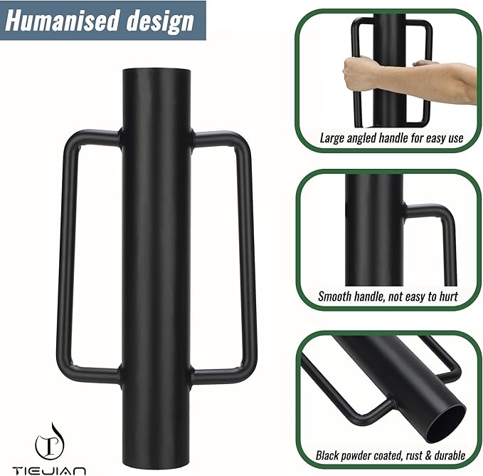 Fence Post Driver T Post Pounder with Handle 14 LB, Heavy Duty Hand Post Rammer for Wooden Posts/U-Channels/Fence Posts, 16 Inch Post Hole Digger (Black)