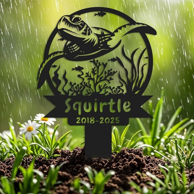 Custom Turtle Metal Memorial Plque,Personalized Turtle Remembrance Stake,Turtle Loss,Grave Markers,Outdoor Garden Decor,Yard Sign turtle 16inch