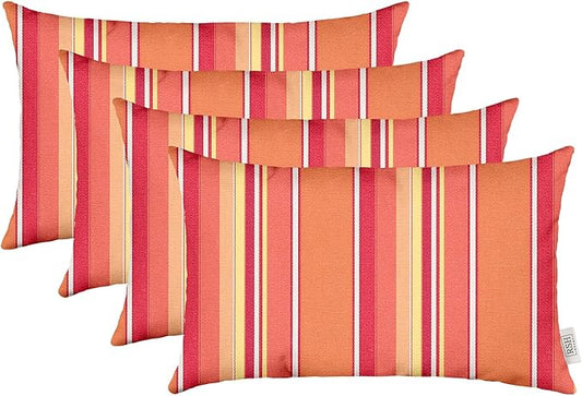 RSH Décor - Sunbrella Jumbo Lumbar Throw Pillows – Set of 4 | 26" x 16" | Indoor Outdoor – Patio, Lounge, Adirondack, Deck | Water & Fade-Resistant | Includes Down-Alternative Inserts | Dolce Mango