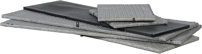 happimess TRK1001A Nino 47.24" Modern Minimalist Outdoor Faux Wicker Deck and Patio Storage Box, Gray, Soft-Close, for Package Delivery, Patio Furniture, Cushions, Gardening Tools, Pool Supplies