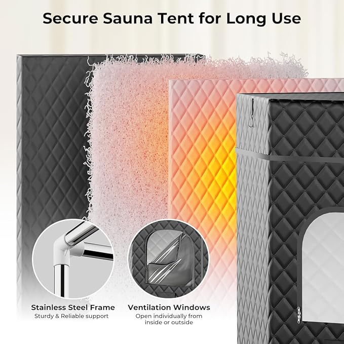 Sauna Box, Portable Steam Sauna, Portable Sauna for Home, Sauna Tent with 3L 1200w Steamer, 15 Levels for Personal Sauna-Grey