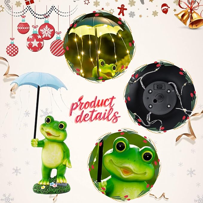 Solar Frog Statue Garden Decor - Funny Solar Outdoor Yard Garden Statue - Unique Design Gifts for Women,Mom