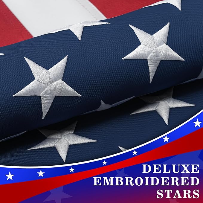 High Wind American Flag for Outdoor 4x6 Ft - Heavy Duty Allegiance US Flag with Embroidered Stars, Sewn Stripes & Brass Grommets All Weather Fade Resistant for Outside Use