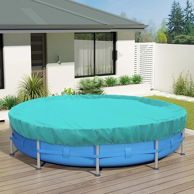 ECOOPTS 7 ft Round Pool Cover for Above Ground Pools, Swimming Pool Cover Protector Winter Safety Cover (Turquoise)