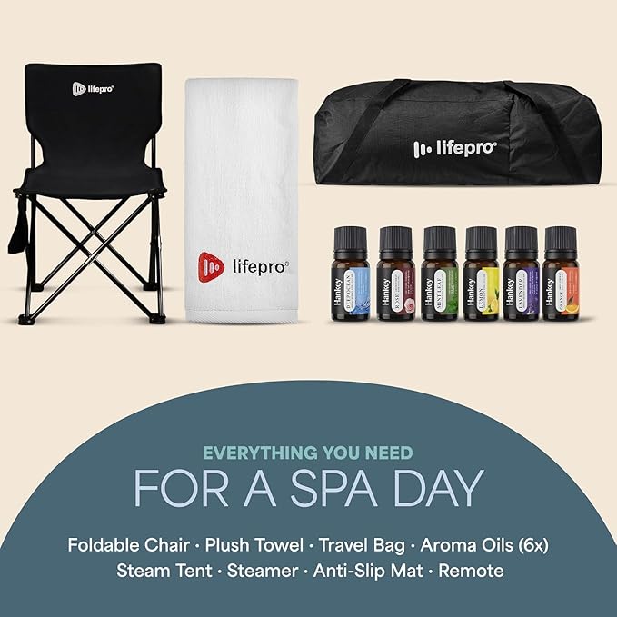 LifePro Revivify Portable Sauna Box – at Home Sauna Tent with Adjustable Heat Levels & Timer – Foldable, Easy-to-Use Personal Steam Room for Home with 2.6L Steamer, Essential Oils and App Control