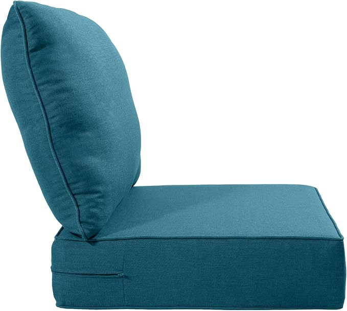 Luxury 24x24x6 Inch Outdoor Cushions - Water&UV&Fade Resistant 1 Set Patio Back&Seat Cushion for Wicker Dining Rocking Swivel Chairs Loveseat Couch Sectional Sofa - Peacock Blue
