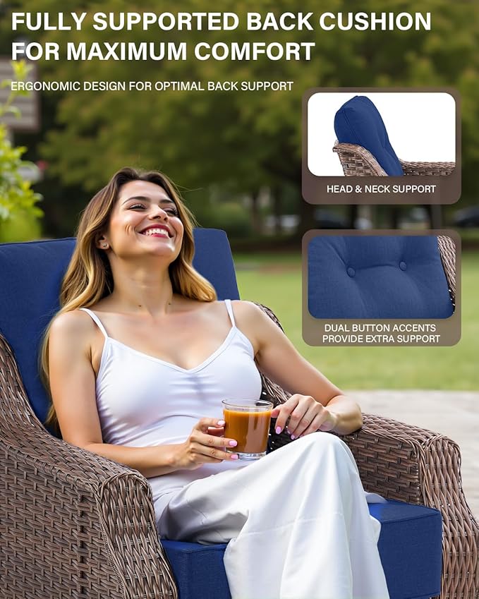 Belord High Back Outdoor Patio Furniture Set - Wicker Outdoor Swivel Rocker Patio Chairs with Sofa and Ottoman, All-Weather Patio Conversation Set for for Patio Deck Backyard