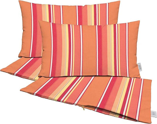 RSH DECOR: Sunbrella Pillow Covers Set of 4 | Covers Only - 26" x 16" | Outdoor Lumbar Pillow Covers Crafted with Sunbrella Performance Fabric | Dolce Mango